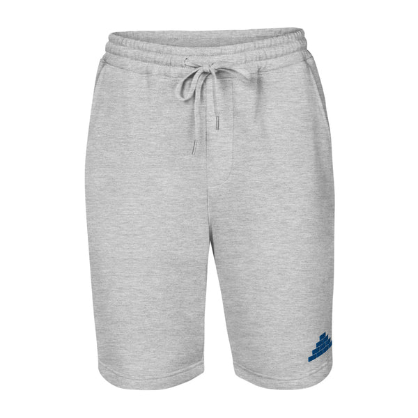 Grey shorts with royal blue bricks logo