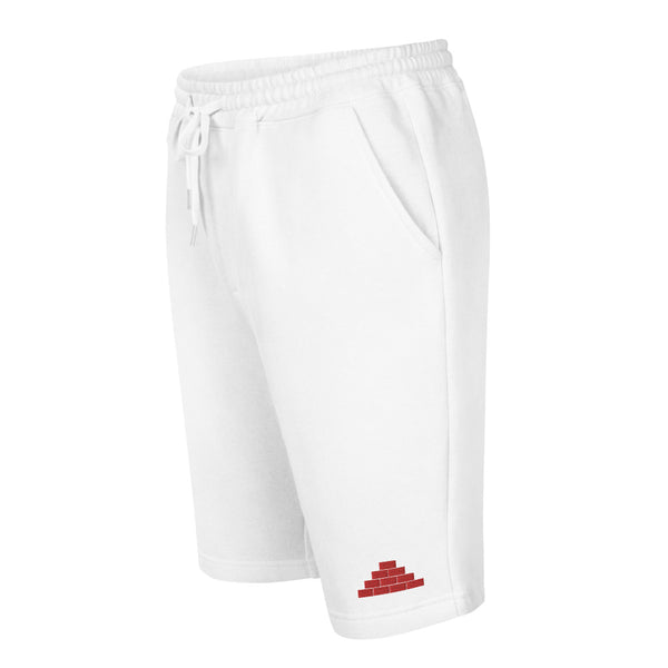 White shorts with red bricks logo