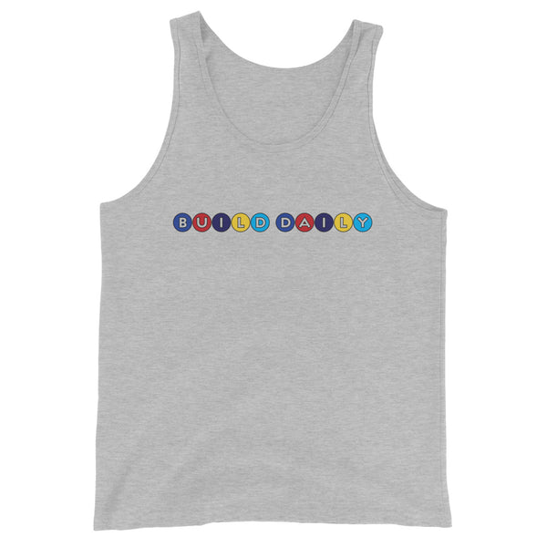 Grey tank top shirt with build daily circle design