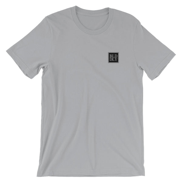 Grey t shirt with black build daily monogram logo