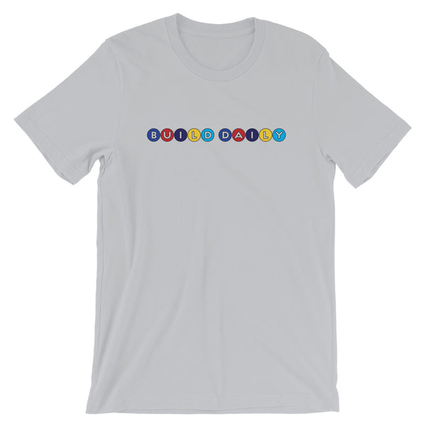 Grey t shirt with build daily circle design