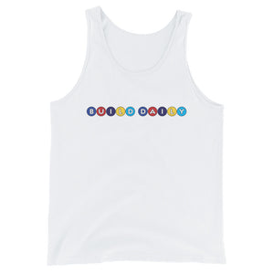 White tank top shirt with build daily circle design