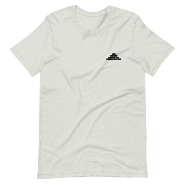 Grey t shirt with black build daily brick by brick logo