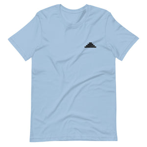 Light blue t shirt with black build daily brick by brick logo